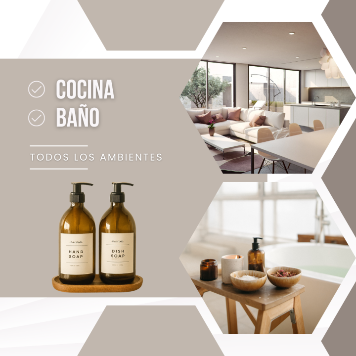 Set 2 Dispensadores Jabón Vidrio Ámbar