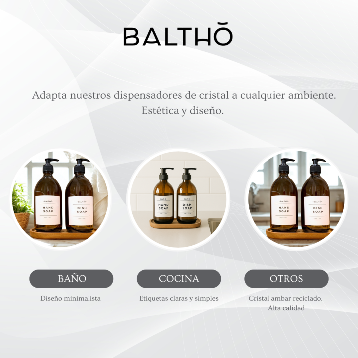 Set 2 Dispensadores Jabón Vidrio Ámbar