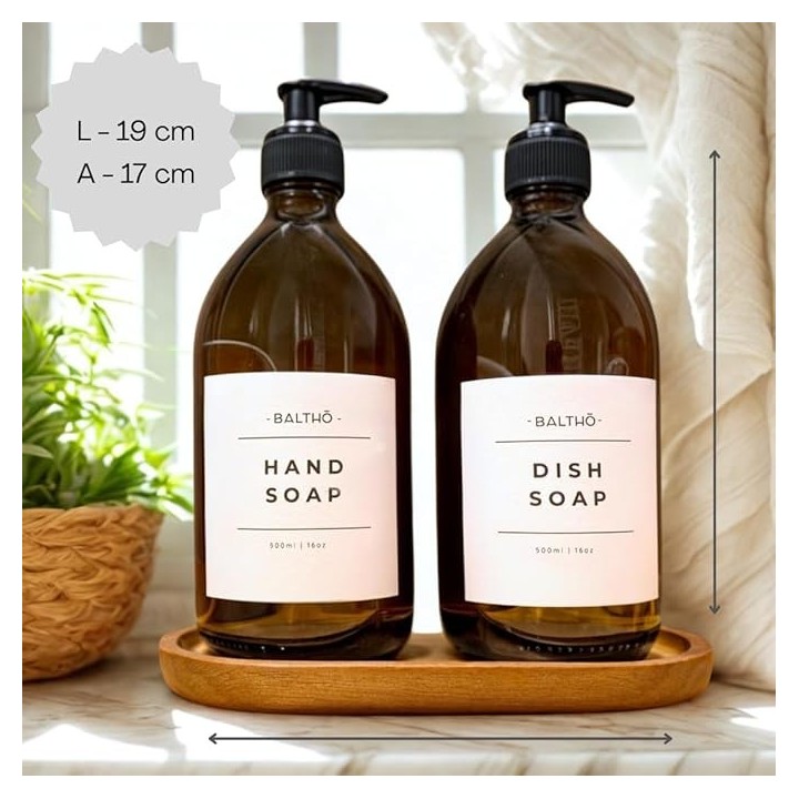 Set 2 Dispensadores Jabón Vidrio Ámbar
