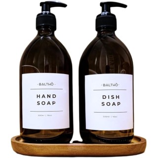 Set 2 Dispensadores Jabón Vidrio Ámbar