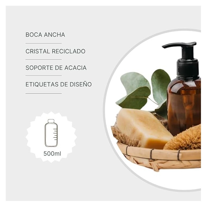 Set 2 Dispensadores Jabón Vidrio Ámbar