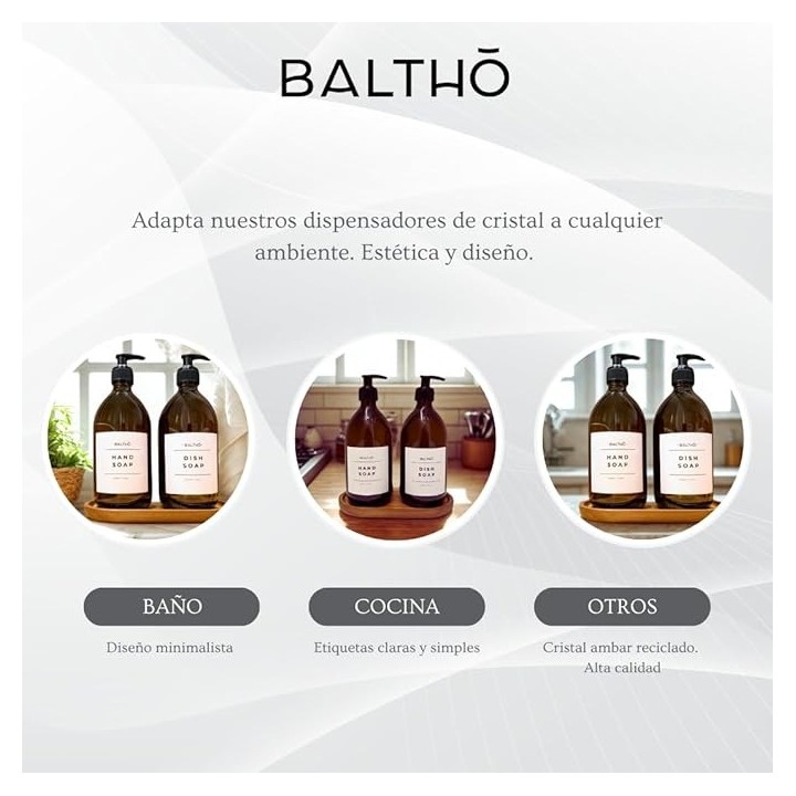 Set 2 Dispensadores Jabón Vidrio Ámbar